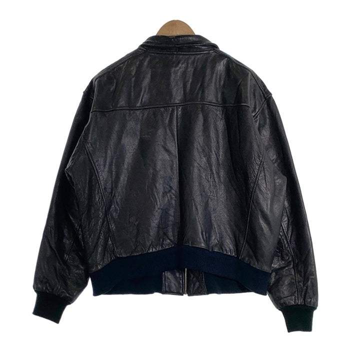 80`s Levi`s リーバイス Leather Jacket レザージャケット ジップアップリブブルゾン ブラック 135周年 Size M 福生店