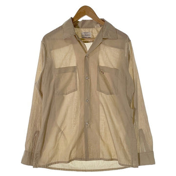 60's ARROW アロー ポリコットン オープンカラーシャツ 長袖 ベージュ USA製 Size M 福生店