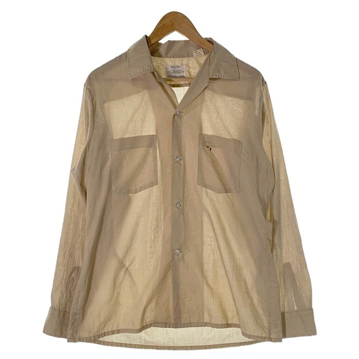 60's ARROW アロー ポリコットン オープンカラーシャツ 長袖 ベージュ USA製 Size M 福生店