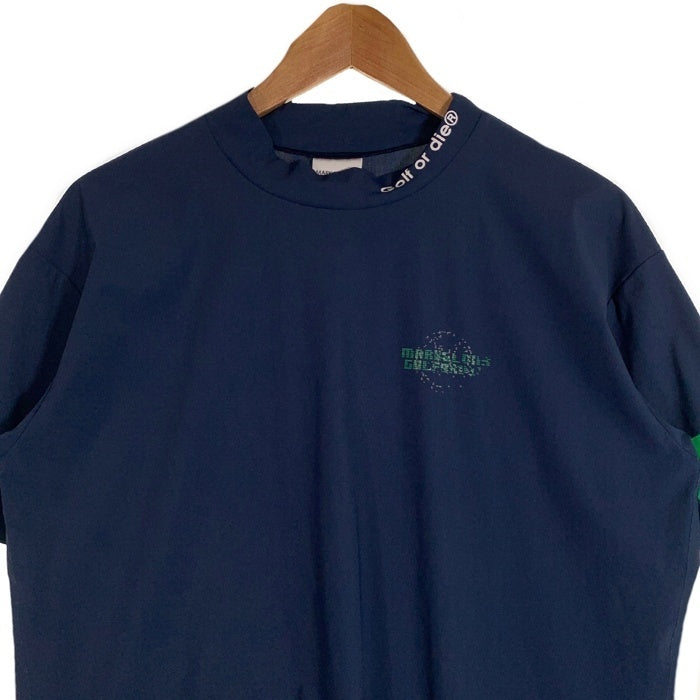 MARK&LONA マークアンドロナ モックネック グラデーションプリント ナイロントップ 半袖 ネイビー MLM-3BｰAA06 ゴルフ Size 48 福生店
