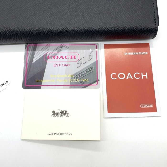 COACH コーチ C7184 ラウンドファスナーレザーウォレット 長財布 ブラック ストラップ 福生店