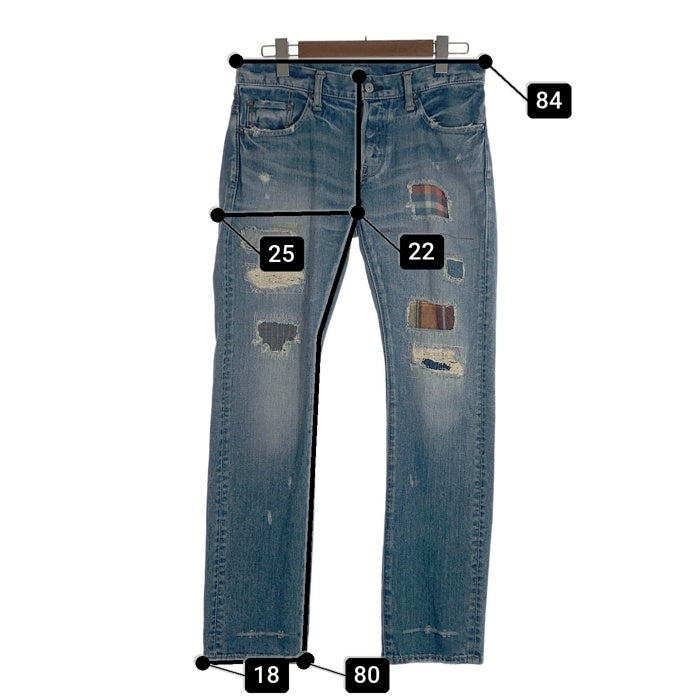 TMT ティーエムティー ダメージ リペア加工 ストレートデニムパンツ インディゴ TPT-S1503 Size M30 福生店