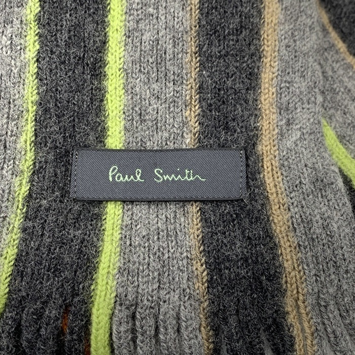 Paul Smith ポールスミス ウール マフラー グレー マルチストライプ 福生店