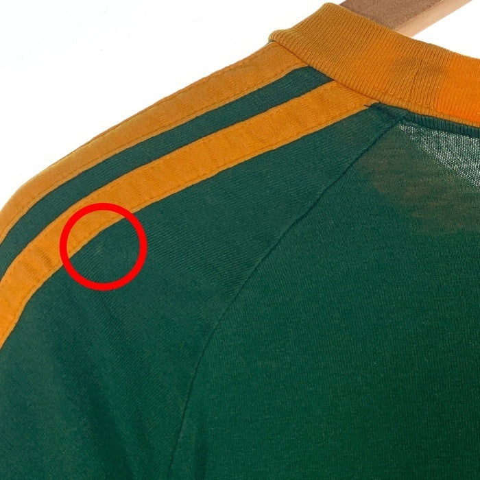 80's~ adidas アディダス ラグランスリーブ プリントTシャツ グリーン イエロー AA-4630 Size M-L 福生店