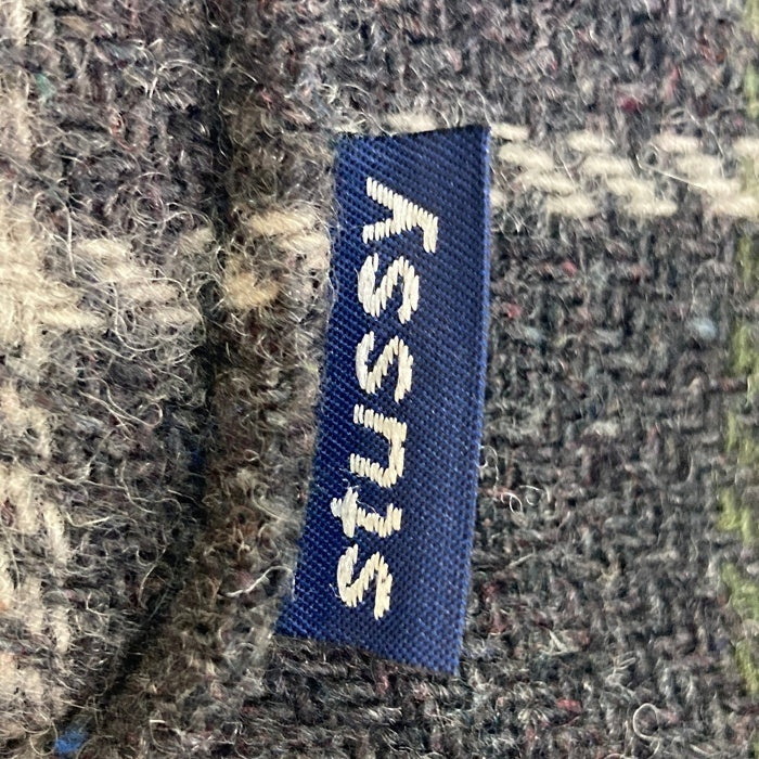 STUSSY ステューシー 90's ウール チェックシャツ 紺タグ インド製 グレー×グリーン SizeM 瑞穂店