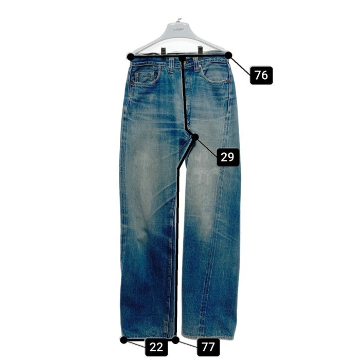DENIME ドゥニーム 推定旧ドゥニーム コインポケット耳付き Vステッチ 月桂樹ボタン セルビッジ デニムパンツ ライトインディゴ size- 瑞穂店