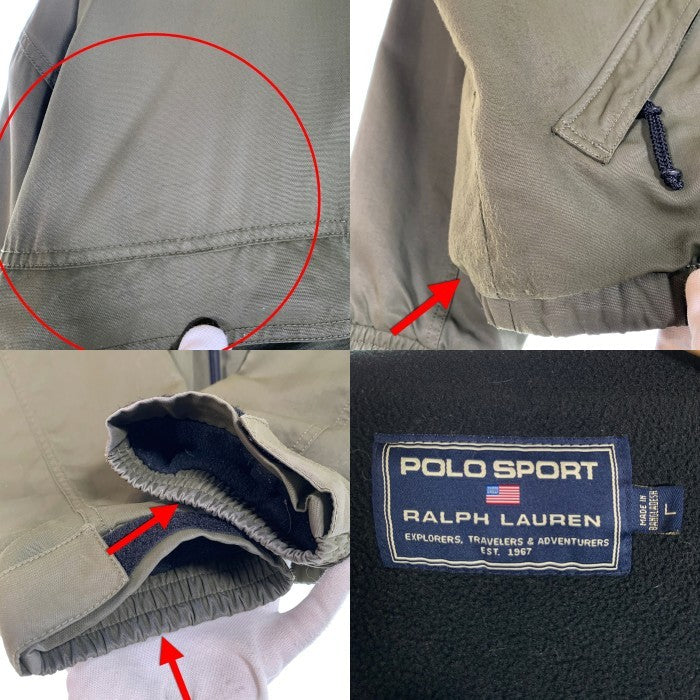 90's POLO SPORT ポロスポーツ ラルフローレン ジップアップ ナイロンジャケット 内フリース オリーブ Size L 福生店