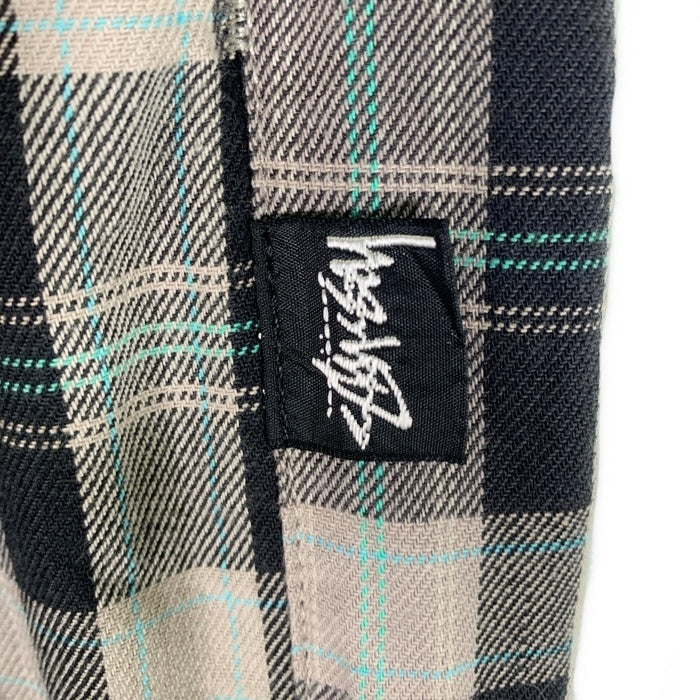 80's STUSSY ステューシー コットン チェック柄 1タックスラックス パンツ ブラック グレー USA製 黒タグ Size 32 福生店