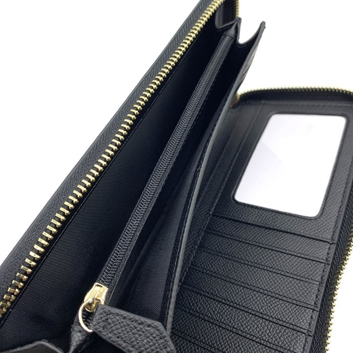 COACH コーチ C7184 ラウンドファスナーレザーウォレット 長財布 ブラック ストラップ 福生店