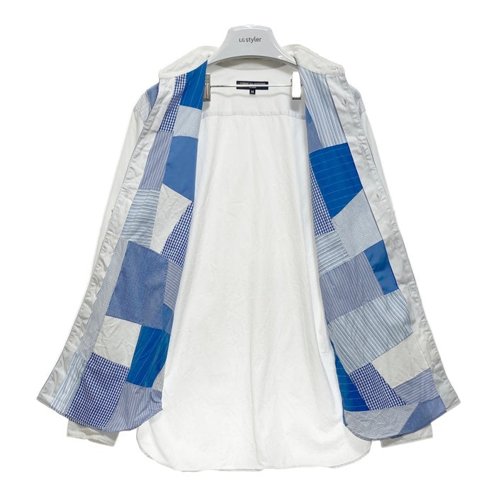 COMME des GARCONS HOMME コムデギャルソンオム コットン 切替パッチワークシャツ 長袖 ホワイト ブルー HB-B007 AD2016 Size M 瑞穂店