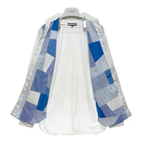 COMME des GARCONS HOMME コムデギャルソンオム コットン 切替パッチワークシャツ 長袖 ホワイト ブルー HB-B007 AD2016 Size M 瑞穂店