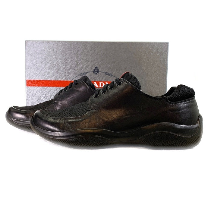 PRADA SPORT プラダスポーツ 4アイレット レザー メッシュ シューズ ブラック ビブラムソール 3 913 Size 8 (27cm) 福生店