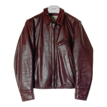 Longhorn Leather ロングホーンレザー シングル ライダースジャケット ブラウン size34 瑞穂店