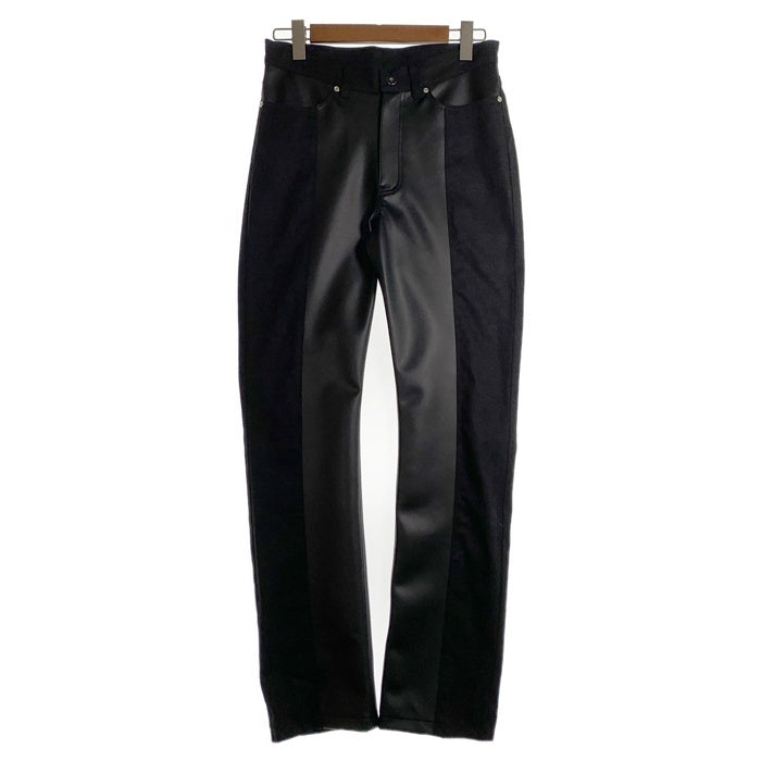 AVALONE アヴァロン 20AW 2TONE MIX PANTS 2トーンミックスパンツ フェイクレザー切替 ブラック A-20AW-DLP Size 1 福生店