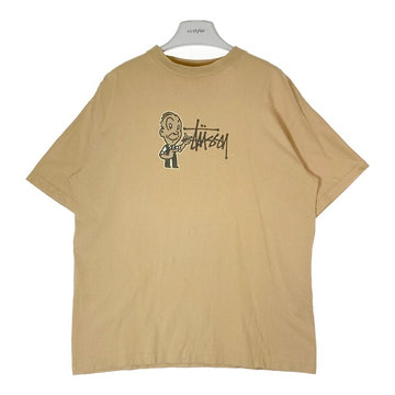 STUSSY ステューシー オールド 黒タグ ロゴ おじさん 両面プリント Tシャツ ベージュ sizeXL 瑞穂店