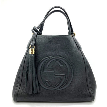 GUCCI グッチ 336751・525040 ソーホー インターロッキングG ハンドバッグ レザー ブラック 瑞穂店