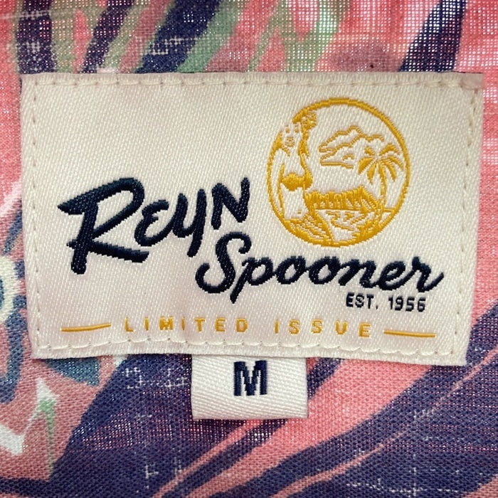 Reyn Spooner レインスプーナー STARGAZER スターゲイザー 裏地使い 片ポケット ボタンダウン コットン アロハシャツ ピンク sizeM 瑞穂店