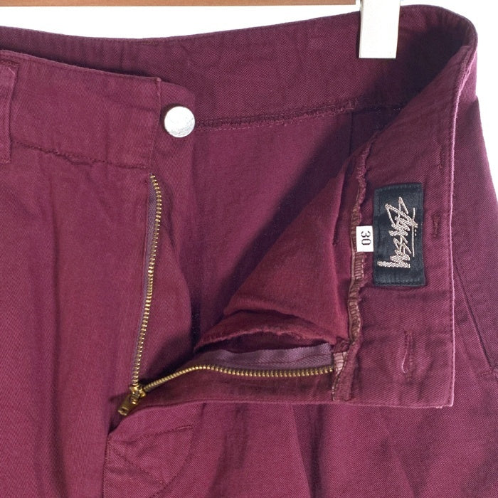 80-90's STUSSY ステューシー コットン 2タック ショートパンツ ボルドー USA製 黒タグ Size 30 福生店