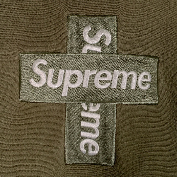 SUPREME シュプリーム 20AW Cross Box Logo Hooded Sweatshirt クロスボックスロゴ プルオーバースウェットパーカー オリーブ Size L 福生店