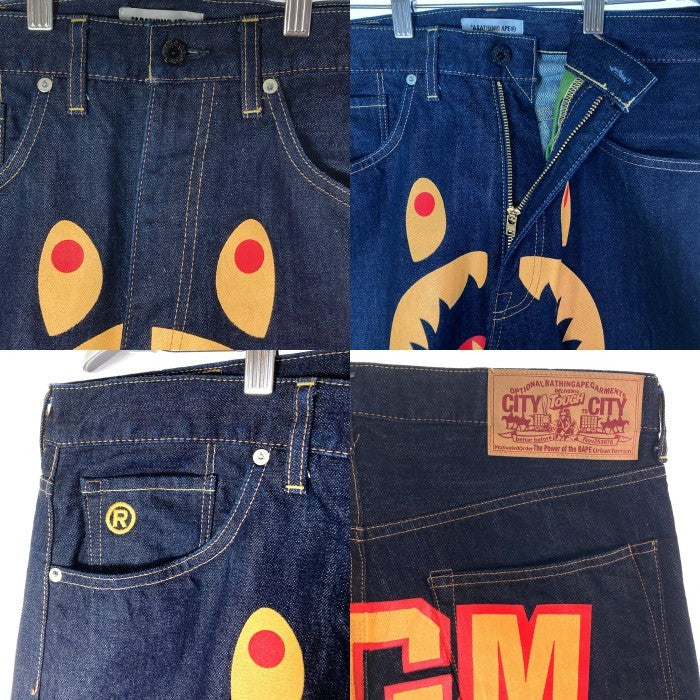 A BATHING APE アベイシングエイプ シャーク WGM ペイント デニムパンツ インディゴ sizeL 瑞穂店