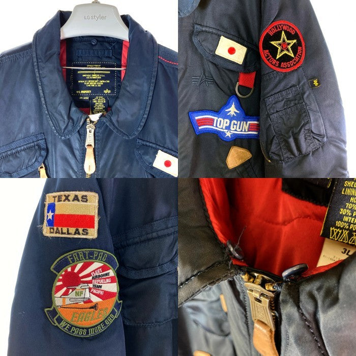 ALPHA INDUSTRIES アルファインダストリーズ フライトジャケット ワッペン TOP GUN ネイビー size2XL 瑞穂店