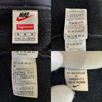SUPREME シュプリーム 19AW NIKE ナイキ Leather Applique Hooded Sweatshirt レザーアップリケ プルオーバースウェットパーカー ブラック CK6225-010 Size M 福生店