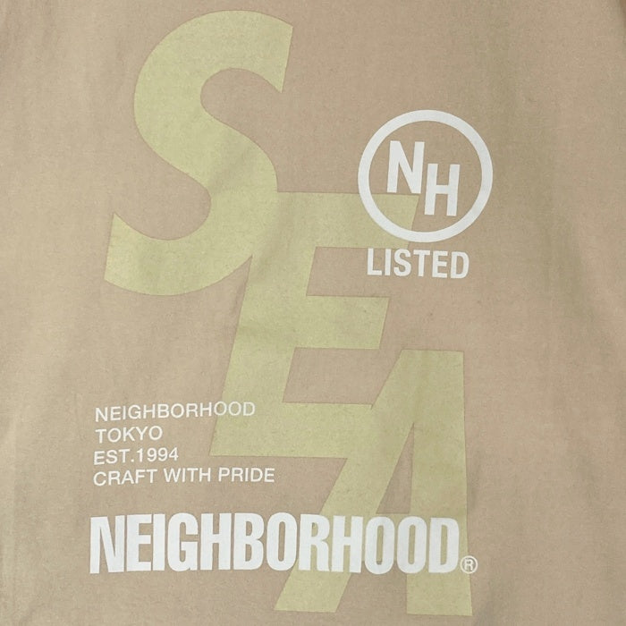 WIND AND SEA ウィンダンシー NEIGHBORHOOD ネイバーフッド 211ELWSN-STM02S 前後プリント Tシャツ ベージュ sizeXL 瑞穂店