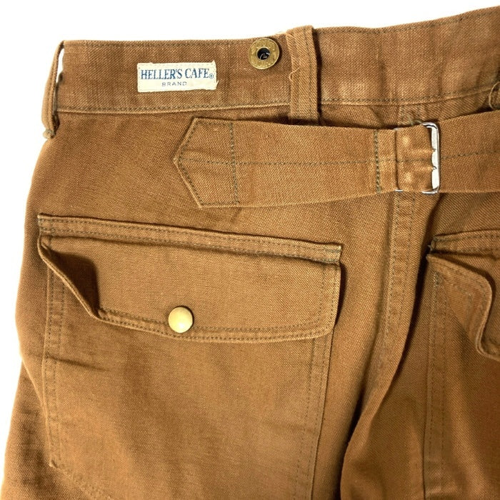HELLER'S CAFE WAREHOUSE ヘラーズカフェ ウエアハウス サスペンダーボタン シンチバック ダック素材 ワークパンツ ブラウン size31 瑞穂店