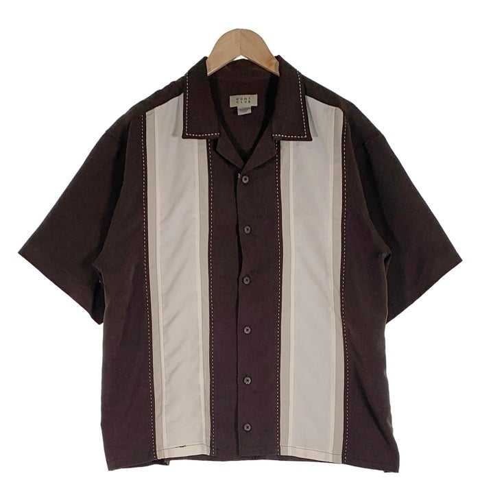 00's HUNT CLUB ハントクラブ オープンカラーストライプシャツ 半袖 ポリエステル ブラウン Size L 福生店