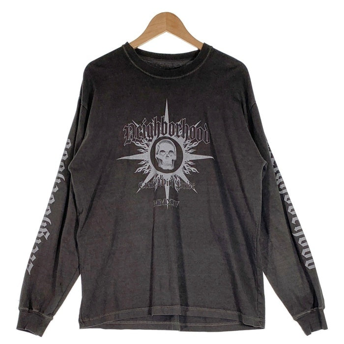 NEIGHBORHOOD ネイバーフッド NH.TEE LS-15 スカルプリント ロングスリーブTシャツ フェードブラック Size L 福生店