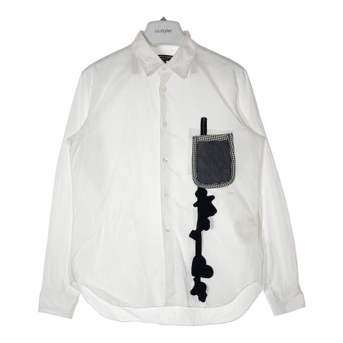 COMME des GARCONS HOMME PLUS コムデギャルソンオムプリュス パッチワークポケット フェルト型抜き 長袖シャツ ホワイト sizeXS 瑞穂店