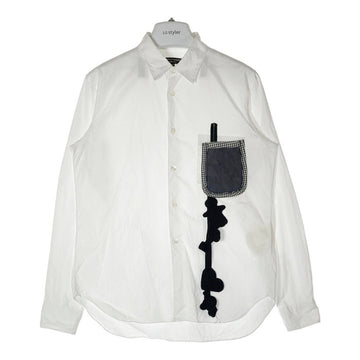 COMME des GARCONS HOMME PLUS コムデギャルソンオムプリュス パッチワークポケット フェルト型抜き 長袖シャツ ホワイト sizeXS 瑞穂店