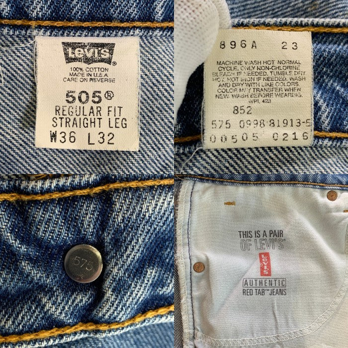 90's Levi's リーバイス 505-0216 ジッパーフライ ストレートデニムパンツ ジーンズ インディゴ USA製 98年 Size 36×32 福生店