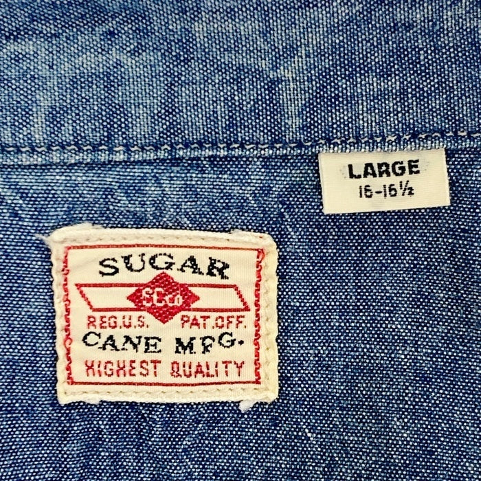 SUGAR CANE シュガーケーン シャンブレー 半袖ワークシャツ インディゴ sizeL 瑞穂店