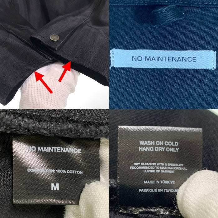 NO MAINTENANCE ノーメンテナンス Black Mechanic Jacket メカニックジャケット ジップアップ ブラック ウォッシュ加工 Size M 福生店