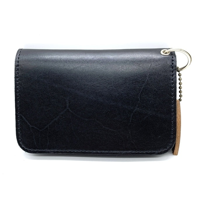 HTC エイチティーシー フラワースタッズ ミディアムウォレット レザー 財布 ブラック 福生店