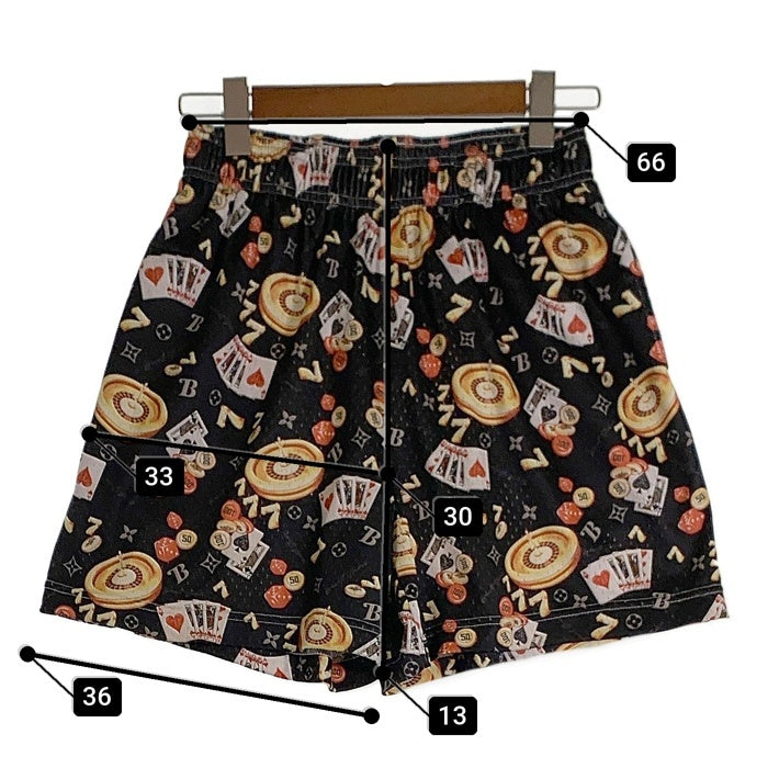BRAVEST STUDIOS Gambing Shorts トランプ メッシュ ショーツ ハーフ パンツ ブラック Size L 福生店