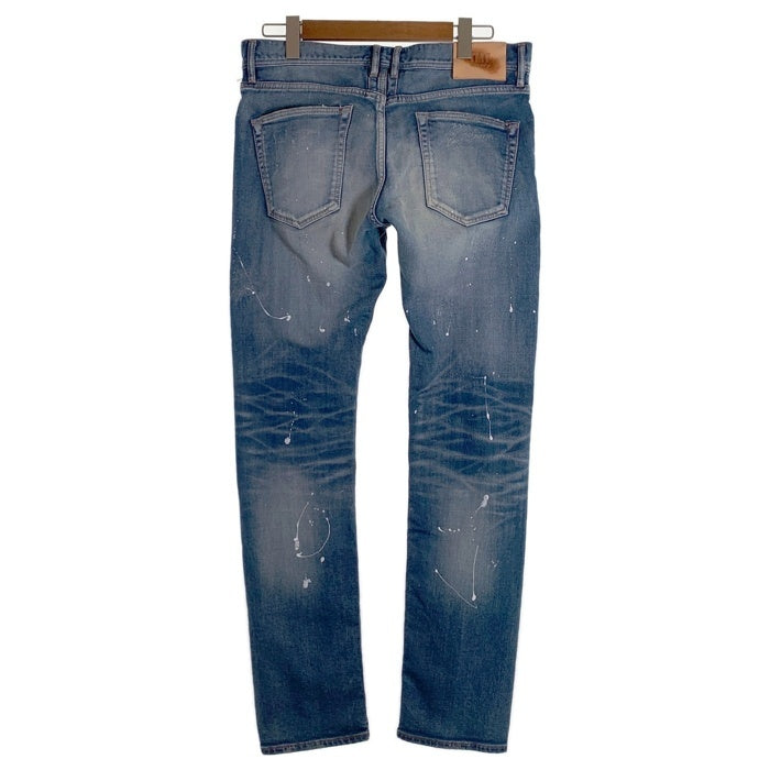 TMT ティーエムティー SWEATLIKE-STRETCH PAINT CRASH DENIM 5P TAPERED スウェットライク ストレッチデニムパンツ ダメージ加工 インディゴ TPT-F1902 Size L 福生店