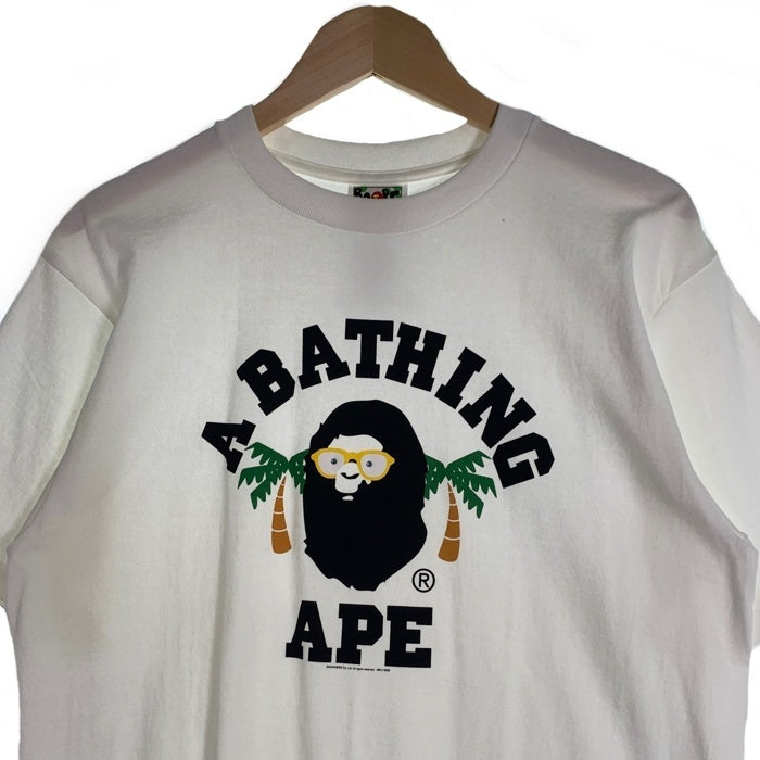 A BATHING APE アベイシングエイプ プリントTシャツ ホワイト 日本製 2008 ラインストーン Size M 福生店