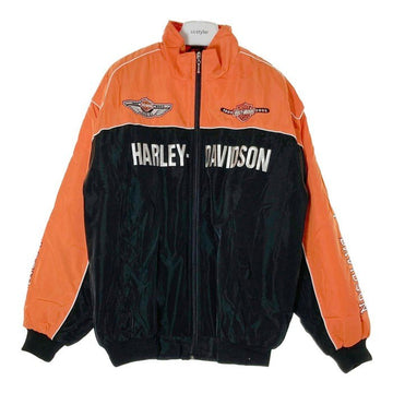 HARLEY-DAVIDSON ハーレーダビッドソン 100TH ANNIVERSARY ジップアップ ジャケット 中綿 オレンジ ブラック SizeXL 瑞穂店