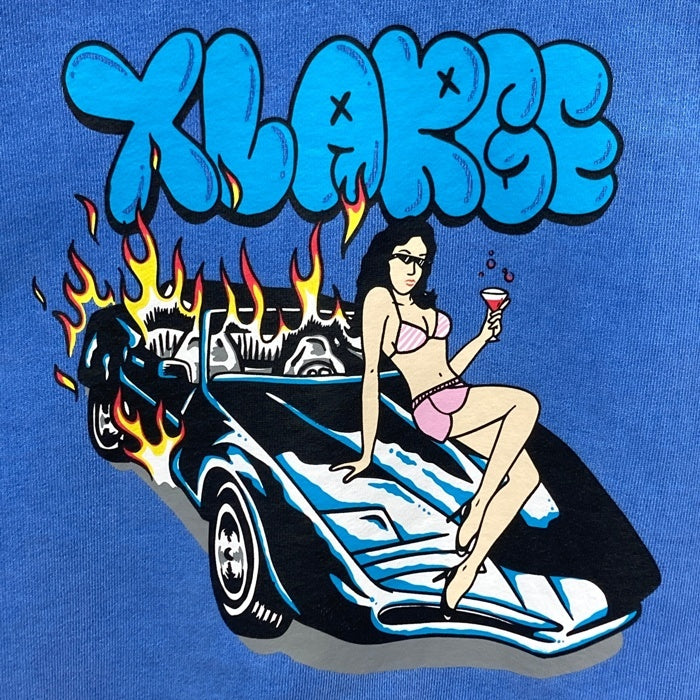 XLARGE エクストララージ PIGMENT BURN DOWN プルオーバーパーカー ブルー sizeL 瑞穂店