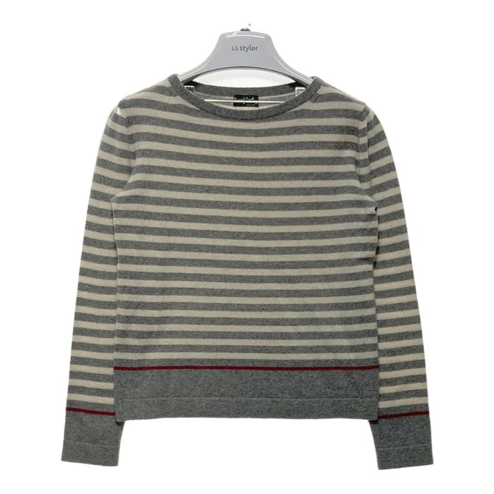 MARGARET HOWELL マーガレットハウエル カシミア ボーダー ニットセーター グレー×オフホワイト size2 瑞穂店