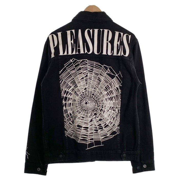 PLEASURES プレジャーズ WEB DENIM JACKET ウェブデニムジャケット ブラック 刺繡 プリント Size S 福生店