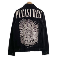PLEASURES プレジャーズ WEB DENIM JACKET ウェブデニムジャケット ブラック 刺繡 プリント Size S 福生店