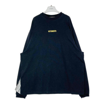 VETEMENTS ヴェトモン 22SS LOGO LABEL LONGSLEEVE ロゴラベル ロングスリーブカットソー UE52TR280X ブラック SizeL 瑞穂店