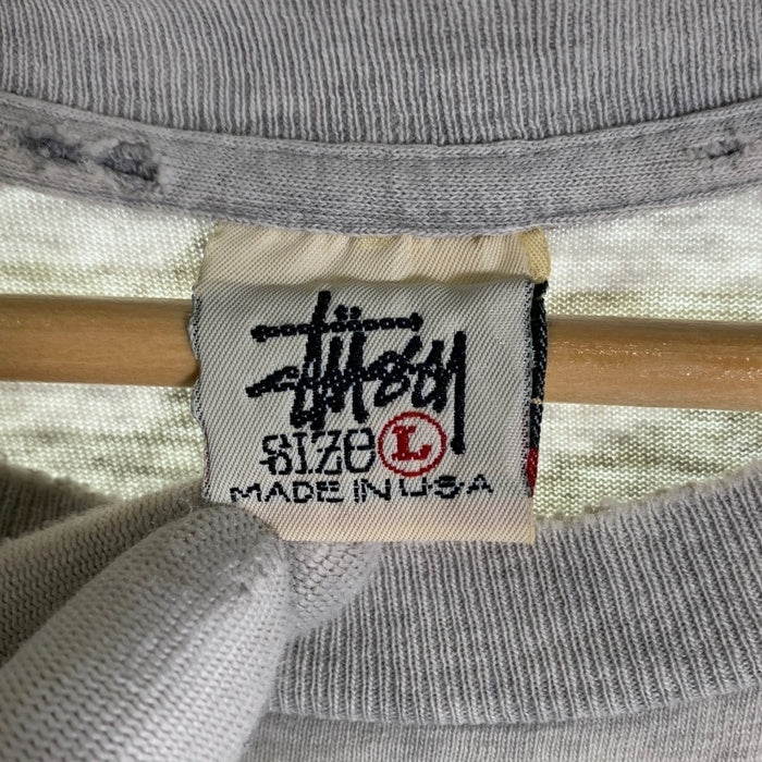 90's STUSSY ステューシー 王冠Sロゴプリント Tシャツ グレー USA製 白タグ Size L 福生店