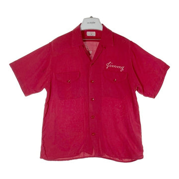 Service Bowling Shirt サービスボウリングシャツ 60's チェーン刺繍 ボウリングシャツ レッド size- 瑞穂店
