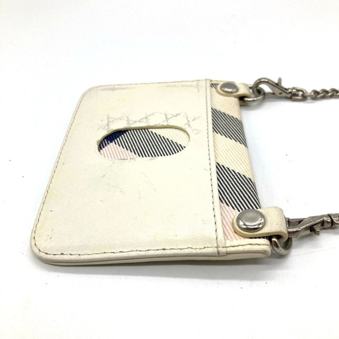 BURBERRY BLUE LABEL バーバリーブルーレーベル コイン パスケース チャーム ホワイト マルチ 瑞穂店