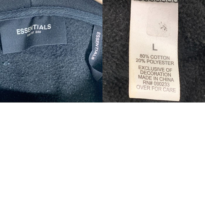 ESSENTIALS エッセンシャルズ リフレクターロゴプリント プルオーバースウェットパーカー ブラック Size L 福生店
