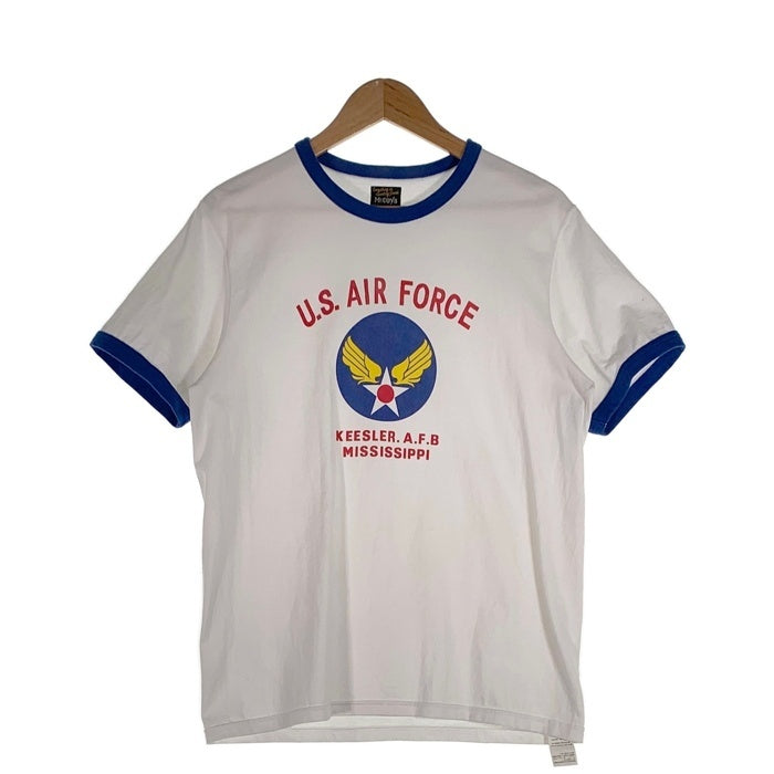 THE REAL McCOY'S リアルマッコイズ U.S.AIR FORCE プリント リンガーTシャツ ホワイト ブルー Size M 福生店